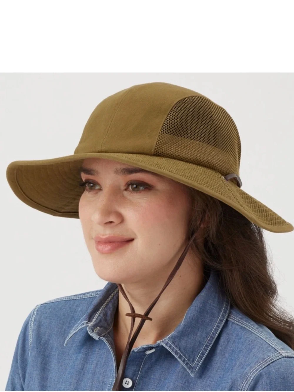 Duluth Wide Brim Sun Hat with Chin Strap - Brown Size Small